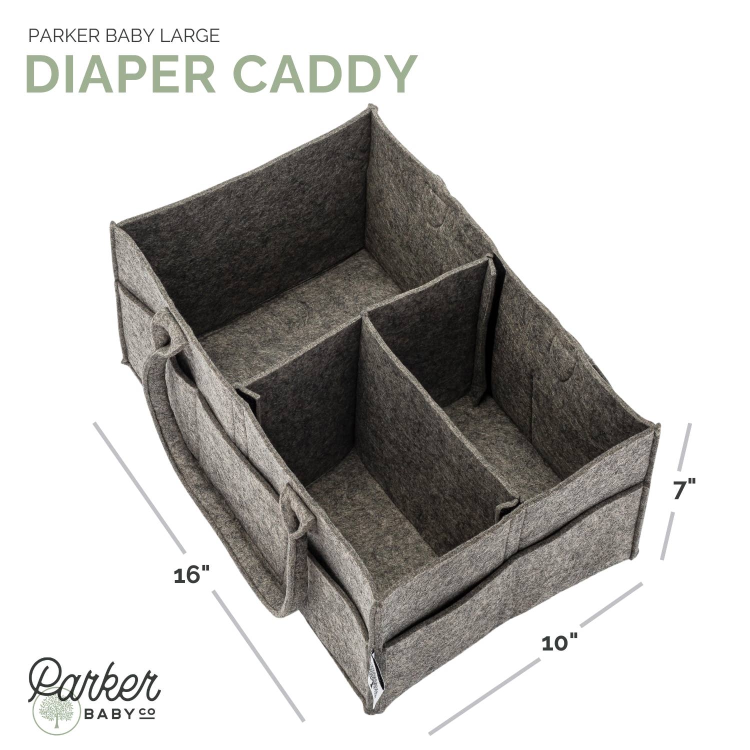 Parker Baby | 
Large Diaper Caddy in Peppercorn