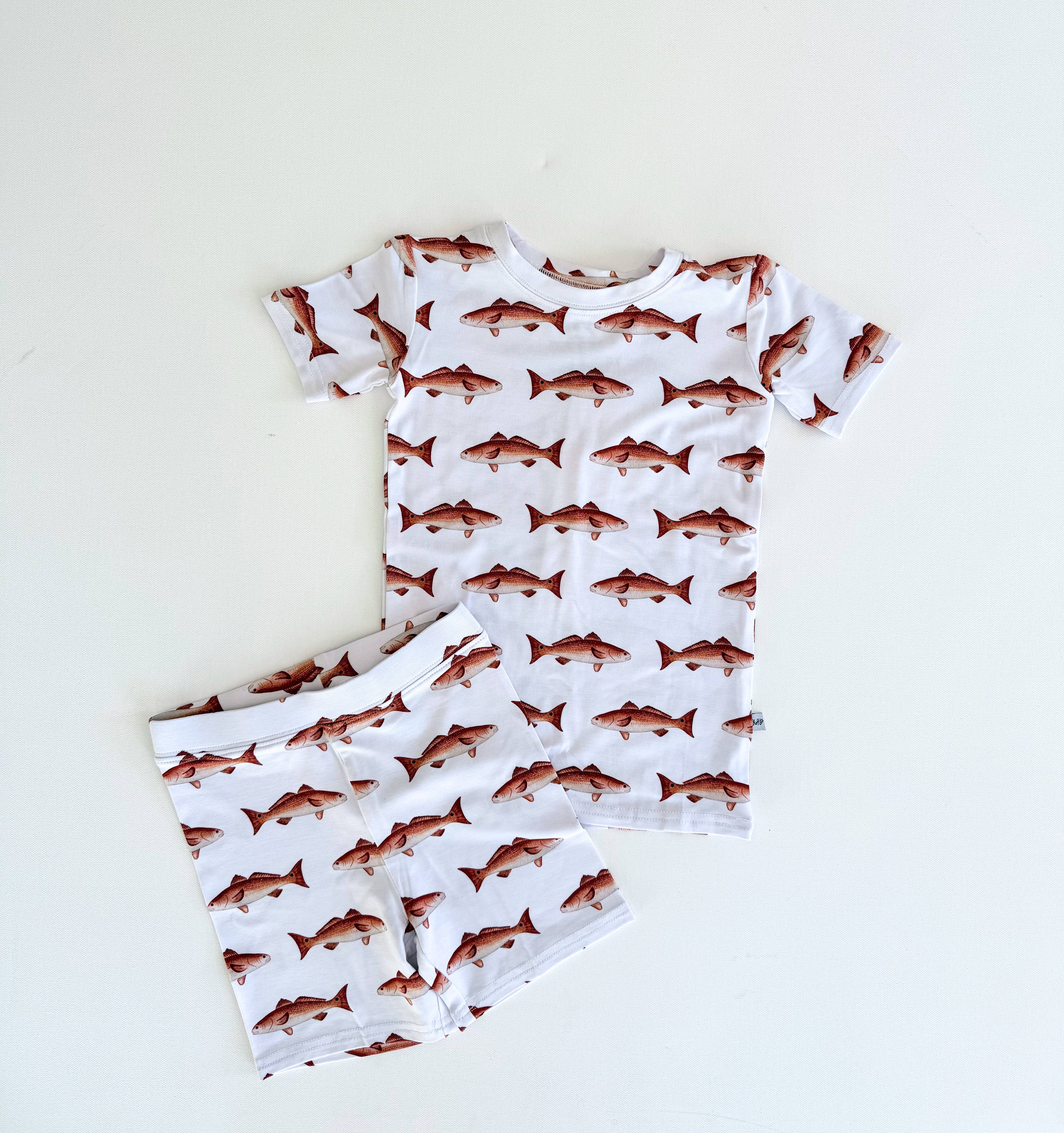 Redfish OR Tarpon Short Sleeve with Shorts Two Piece Sets (2T- 7/8)