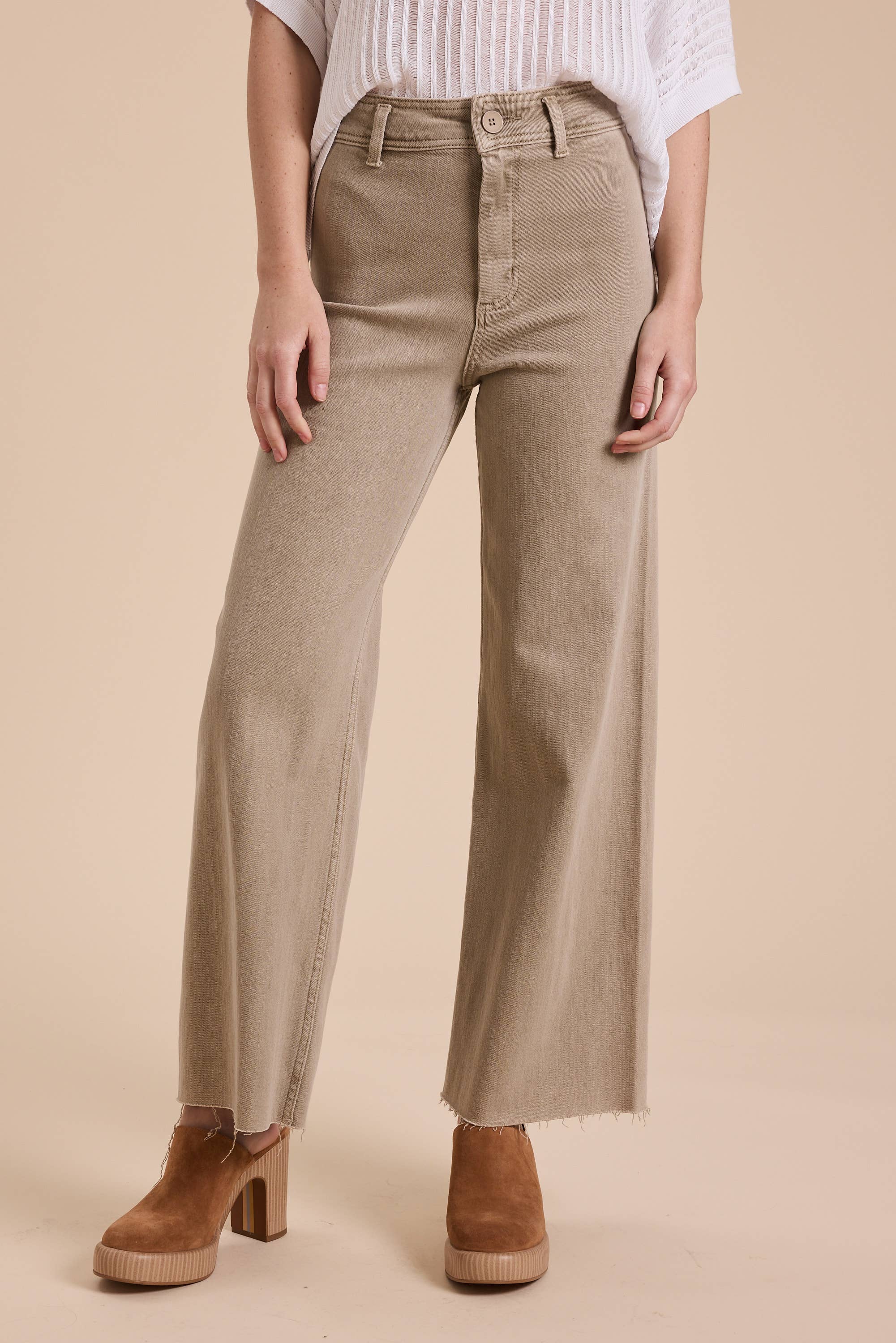 Straight Wide Leg Denim Pants