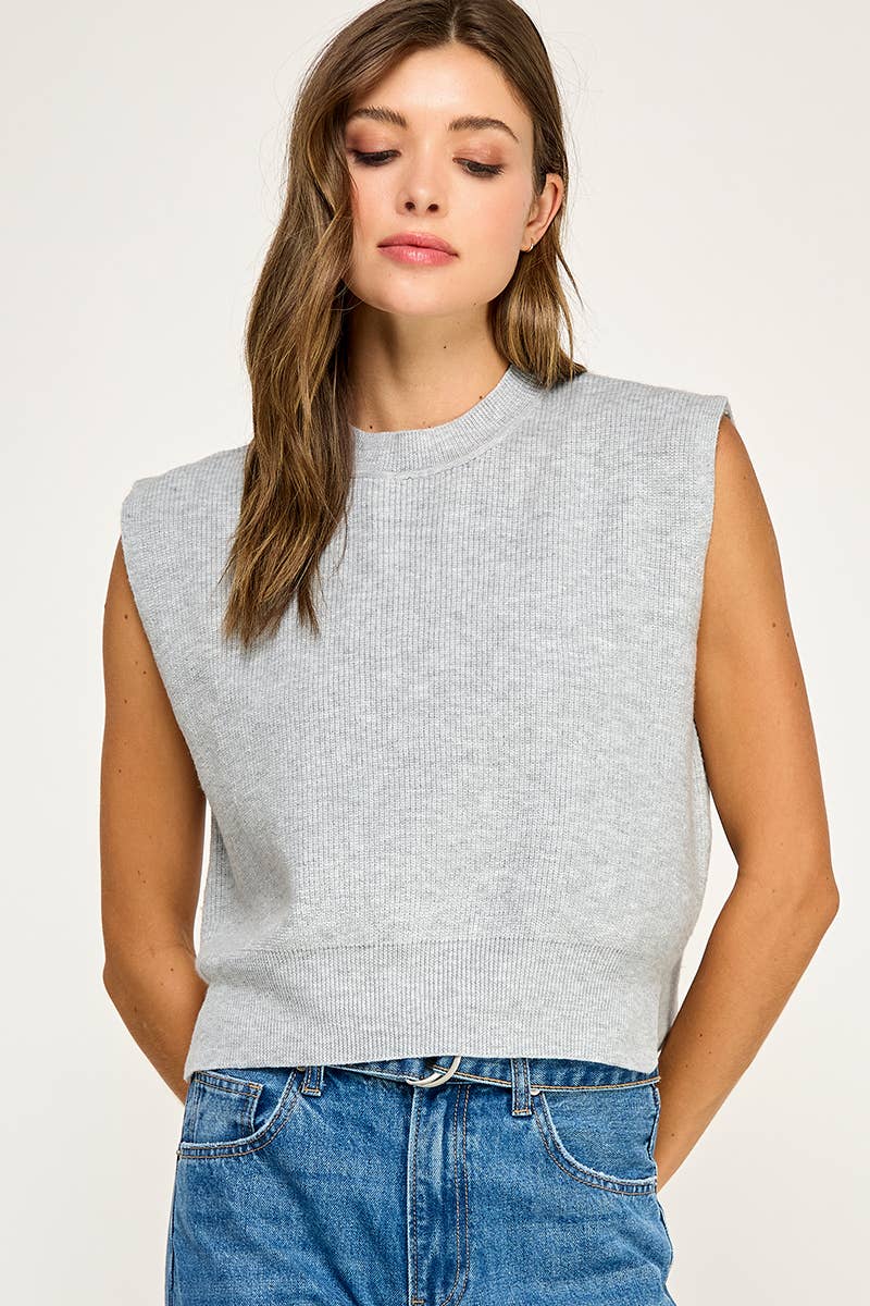 RIBBED SLEEVELESS KNIT TOP