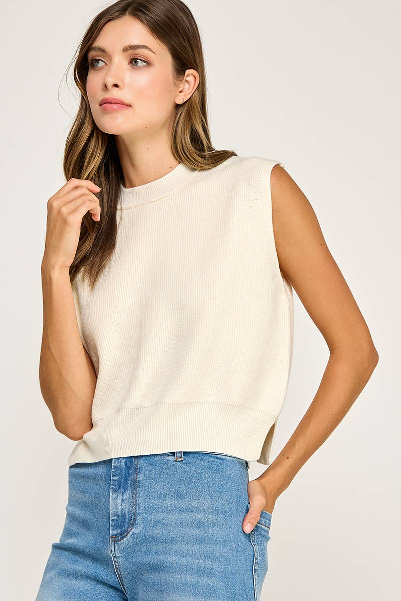 RIBBED SLEEVELESS KNIT TOP