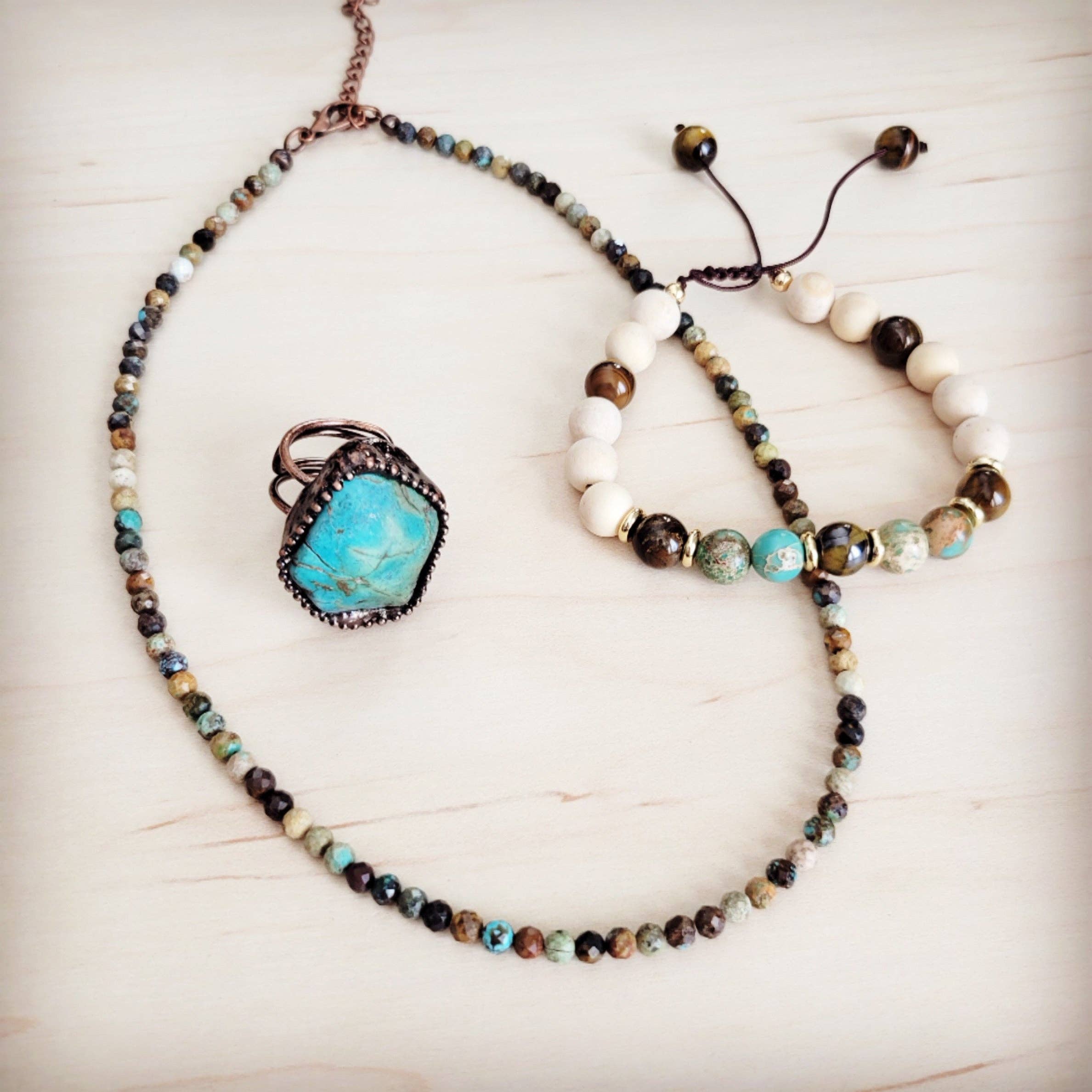 Faceted Genuine HuBei Turquoise Beaded Collar Necklace
