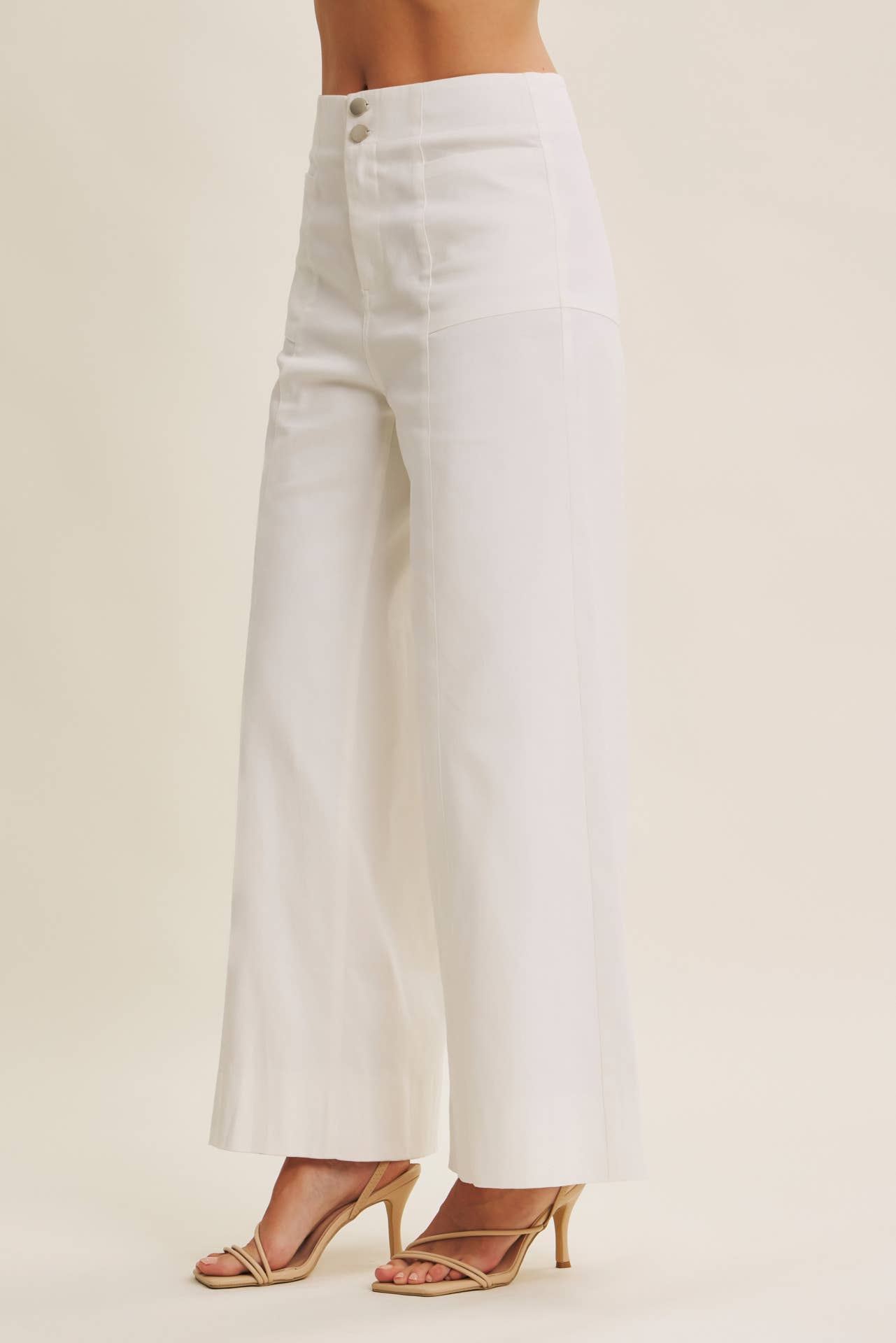 STRETCHY WIDE-LEG ANKLE LENGTH PANTS