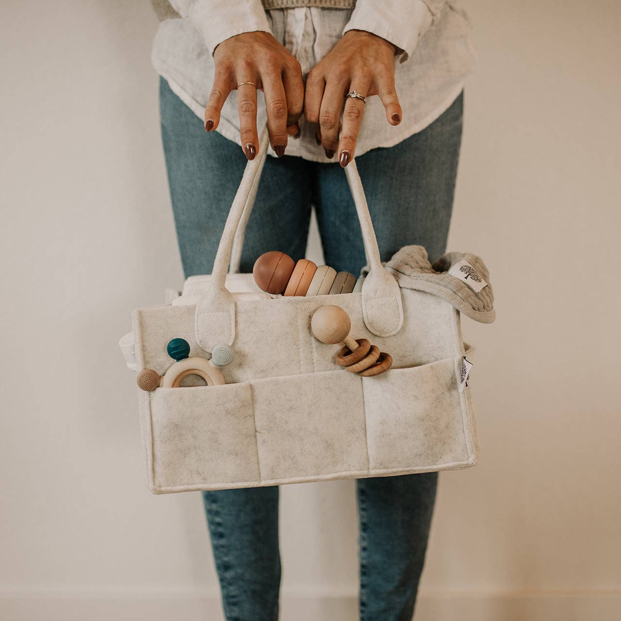 Parker Baby | 
Small Diaper Caddy in White
