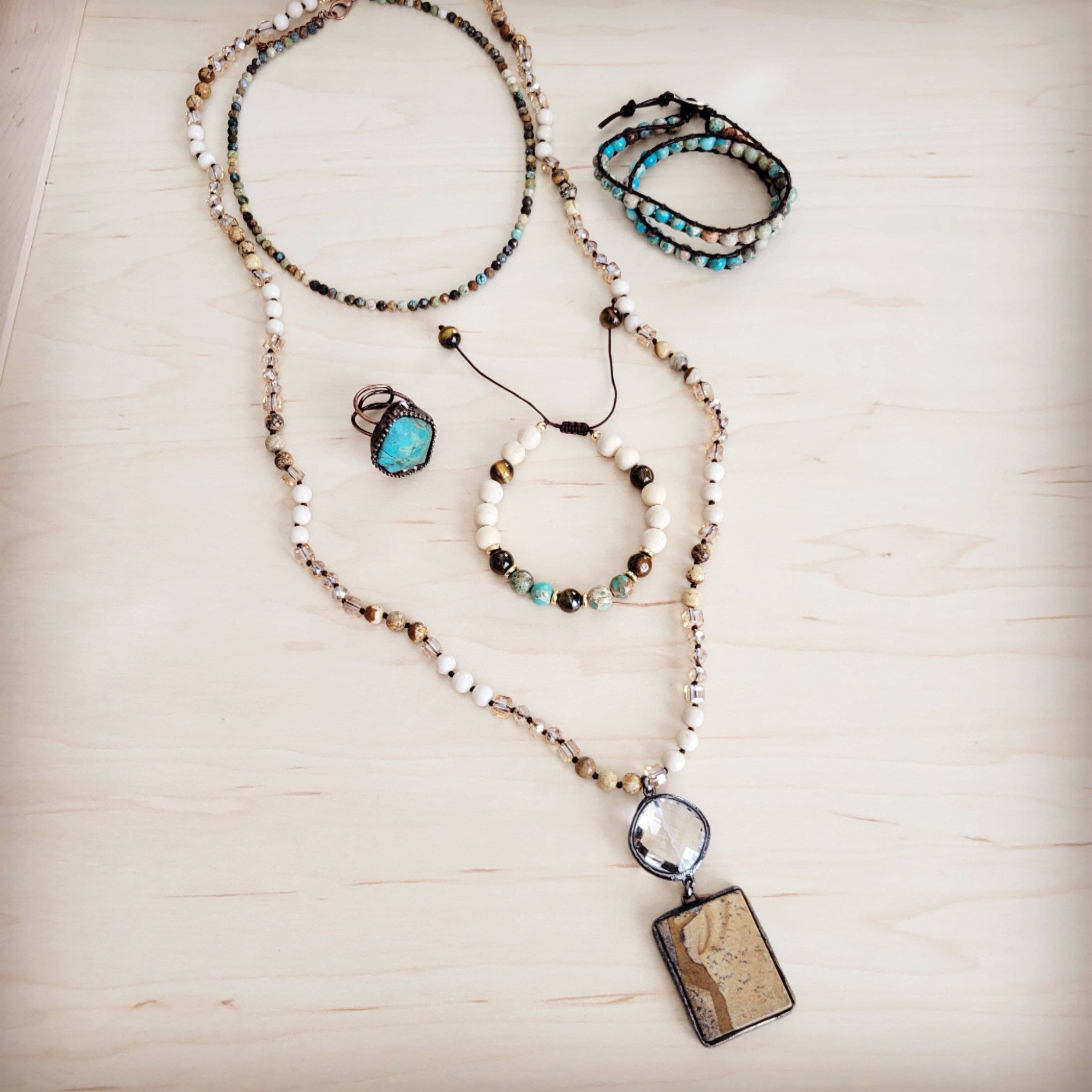 Faceted Genuine HuBei Turquoise Beaded Collar Necklace