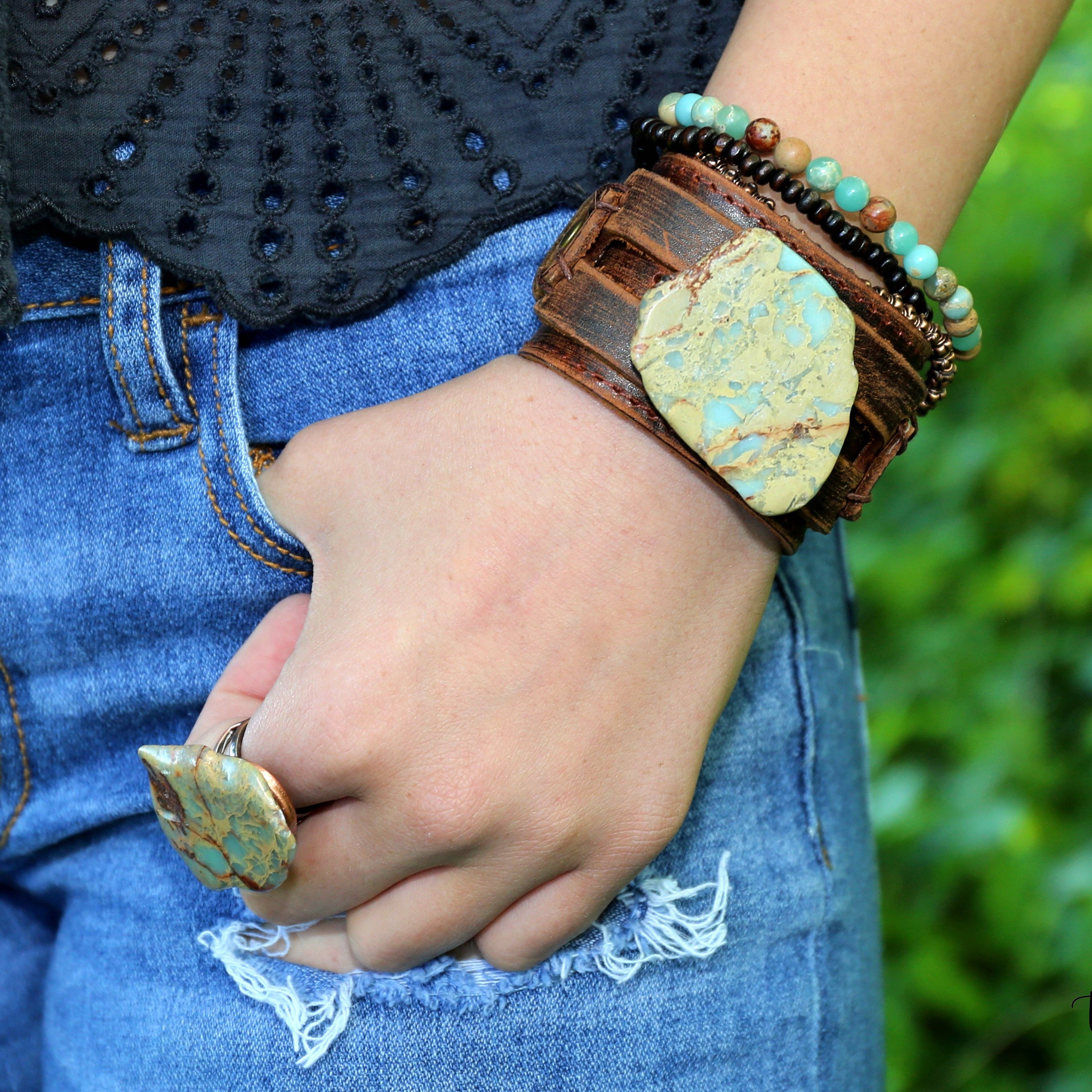 Stretch Beaded Bracelet | Aqua Terra Jasper