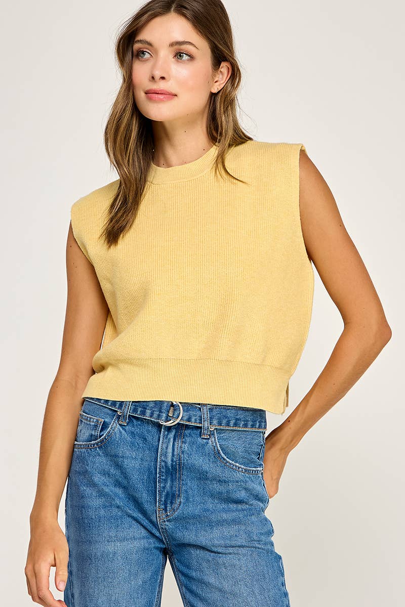 RIBBED SLEEVELESS KNIT TOP
