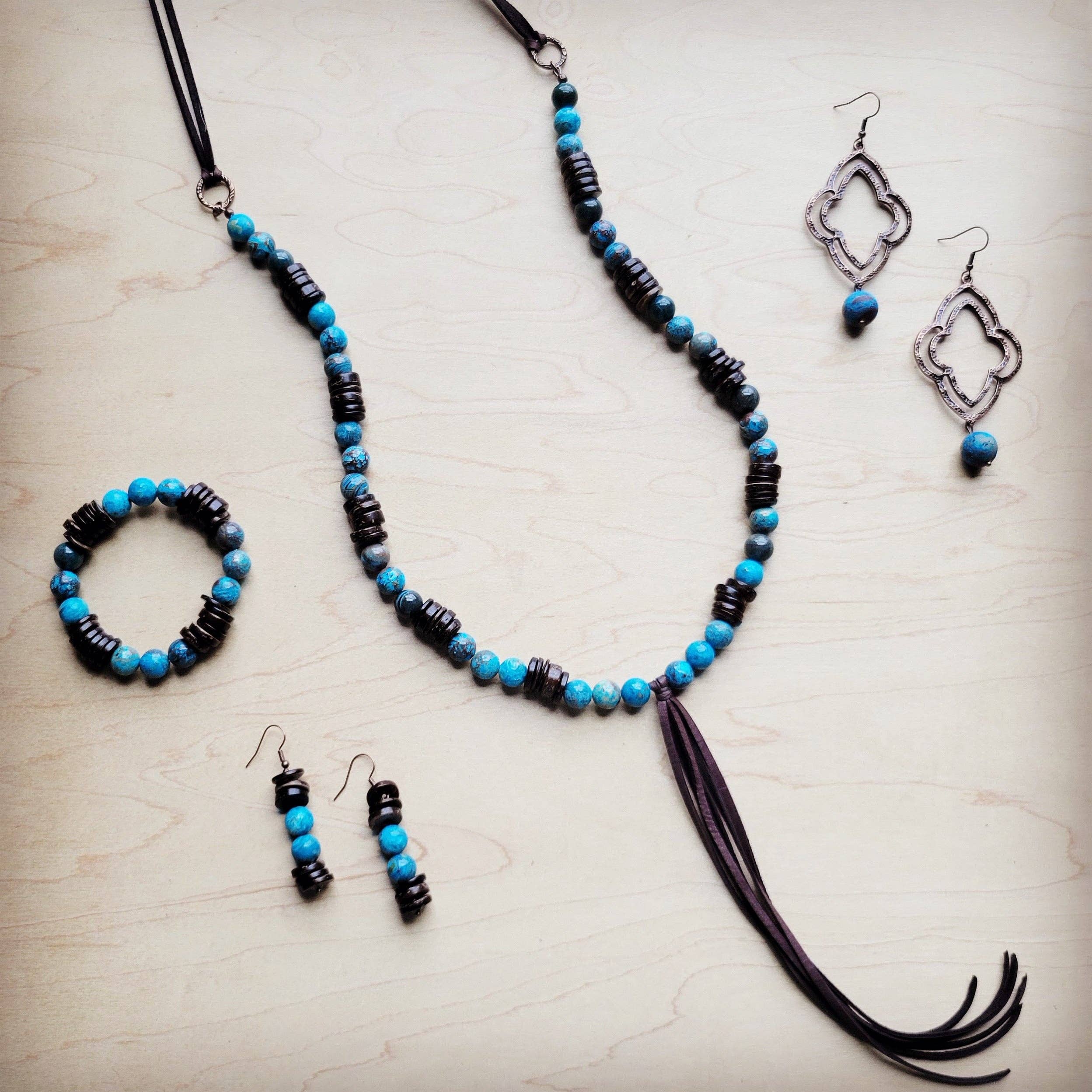 Ocean Agate and Wood Drop