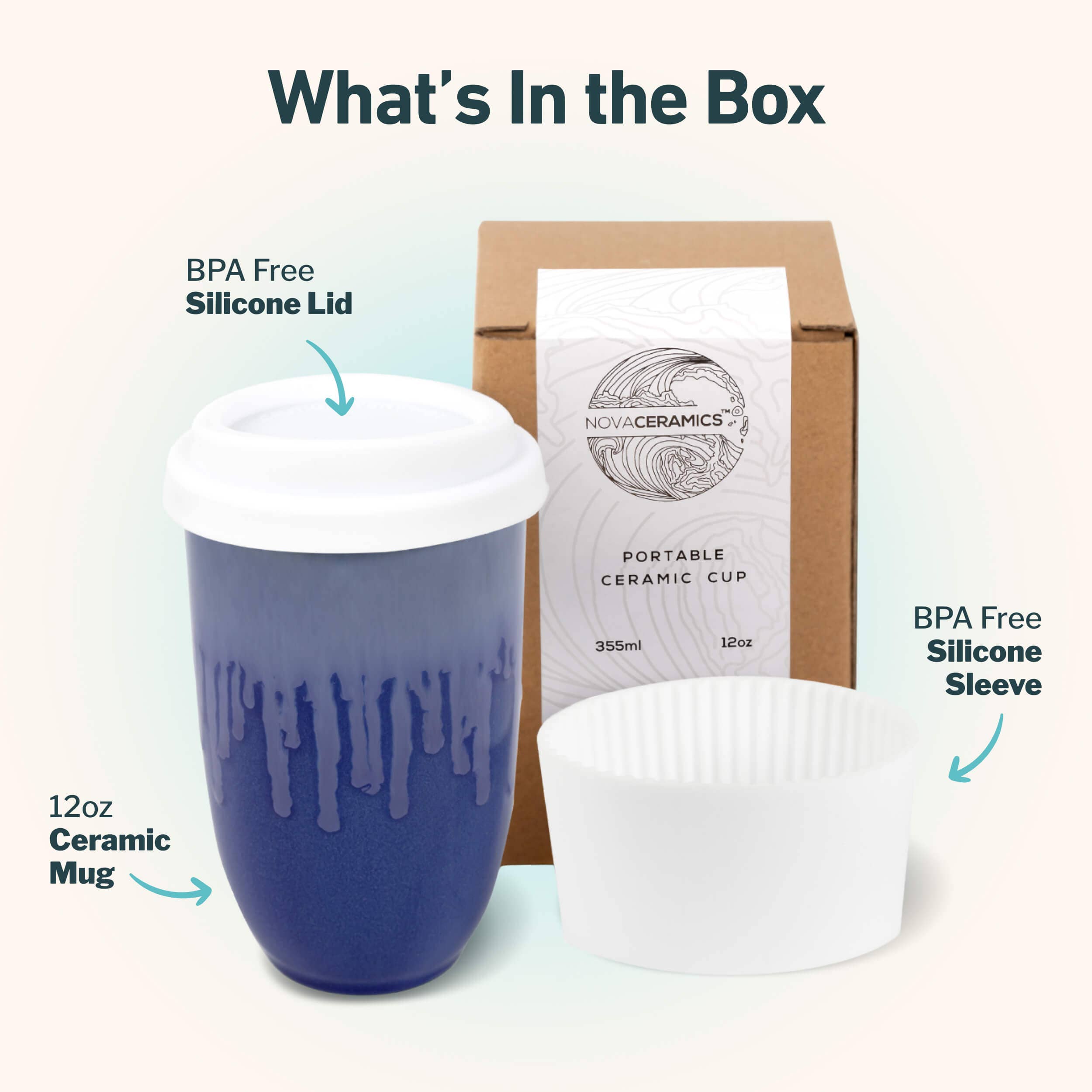 Neptune 12 oz. Ceramic Mug w/ Lid|Sleeve