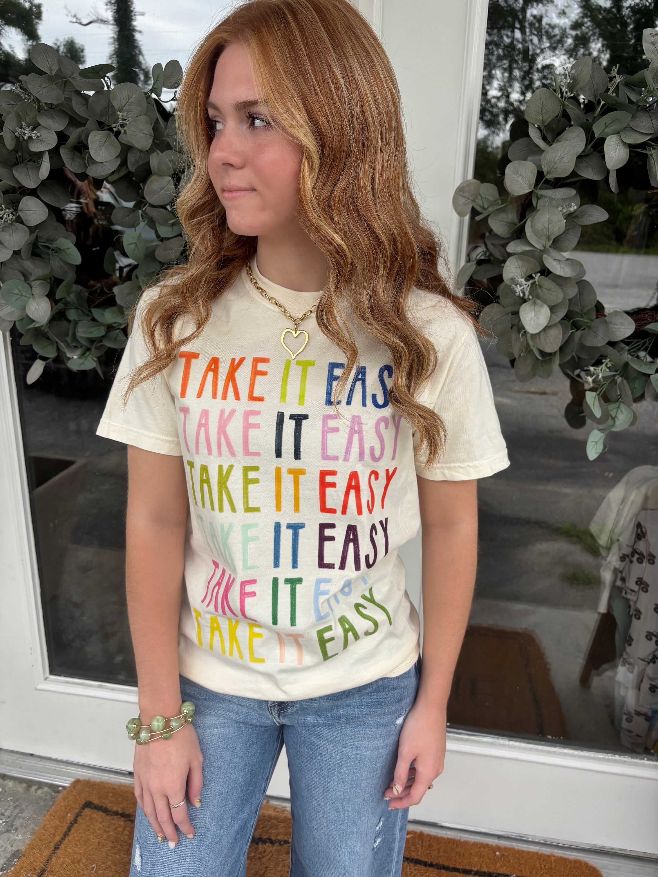 Take it easy graphic tee - ivory