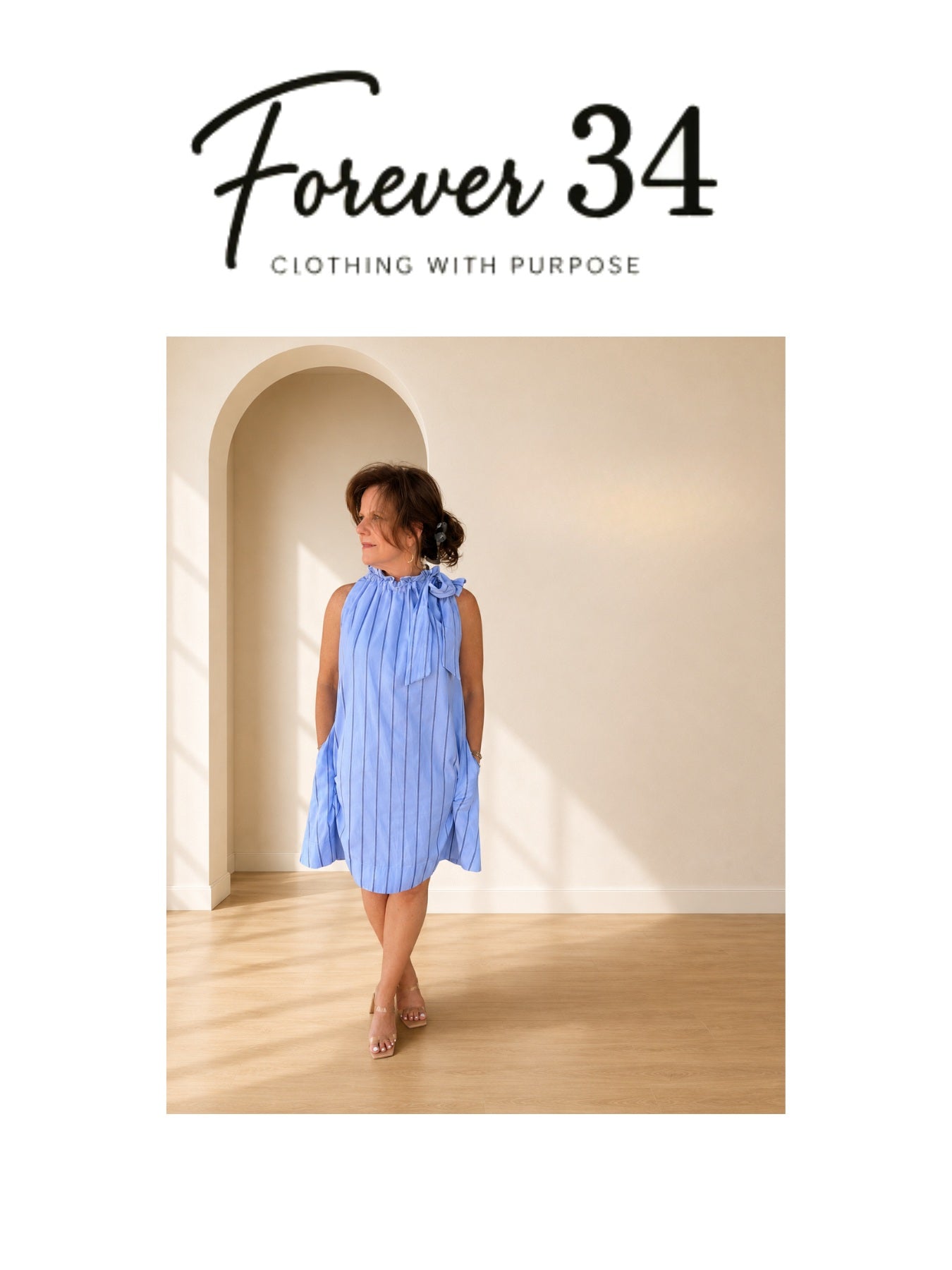 Ruffle Neck Tie Dress