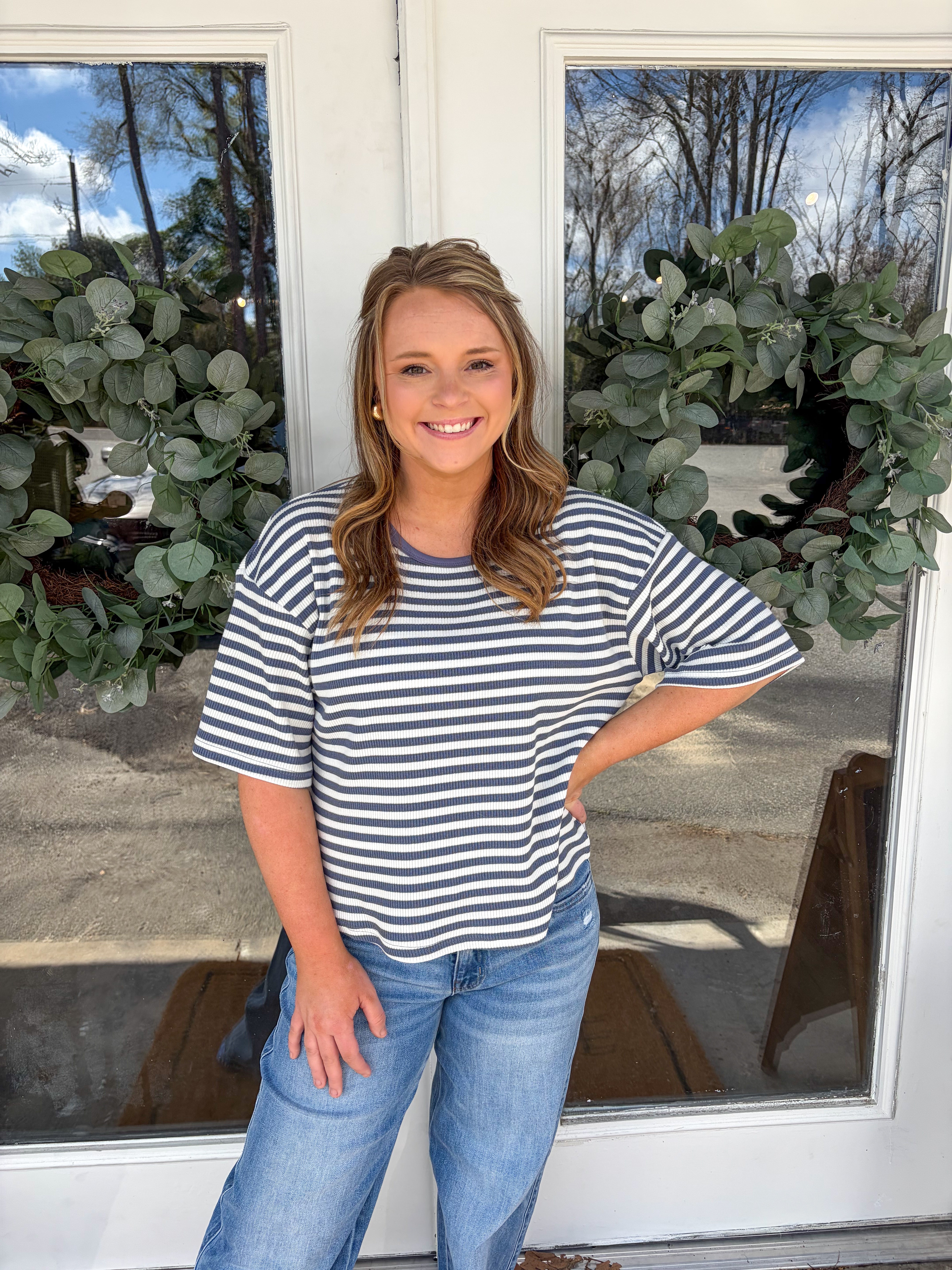 Striped Ribbed Top