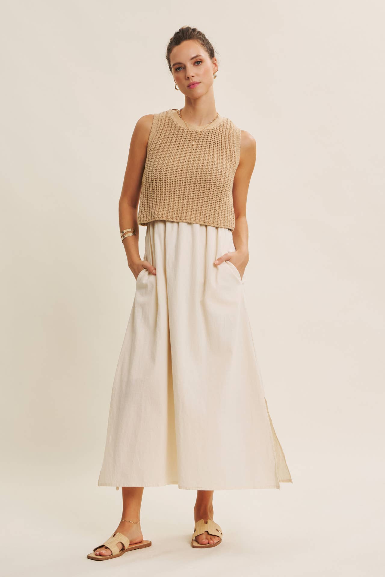 TRUE CUSTOMER FAVORITE CHUNKY SWEATER TWOFER MIDI DRESS