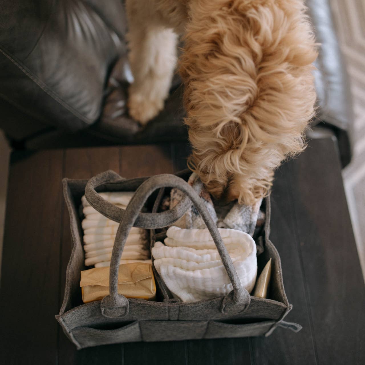 Parker Baby | 
Large Diaper Caddy in Peppercorn