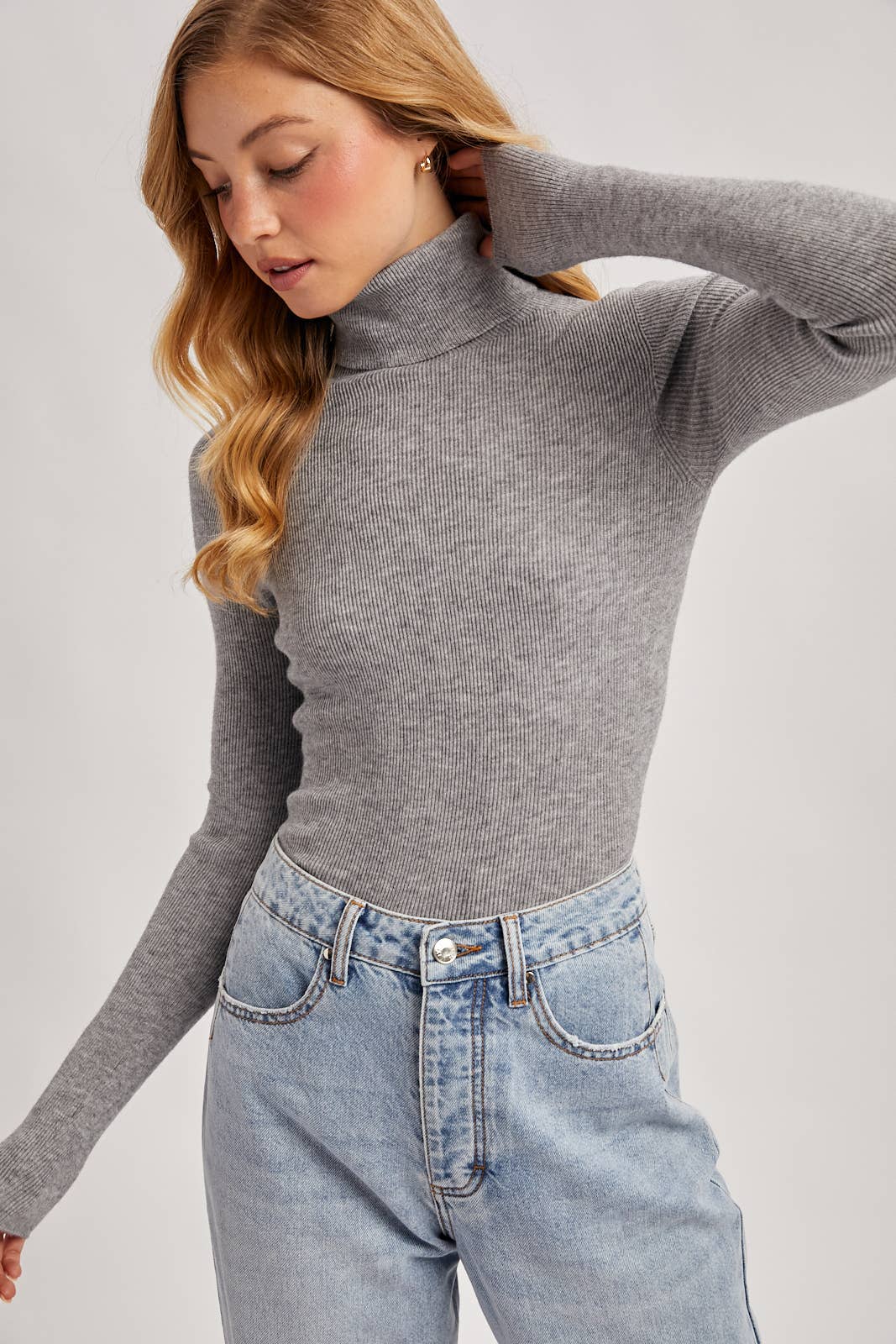 Ribbed Knit Turtleneck Sweater