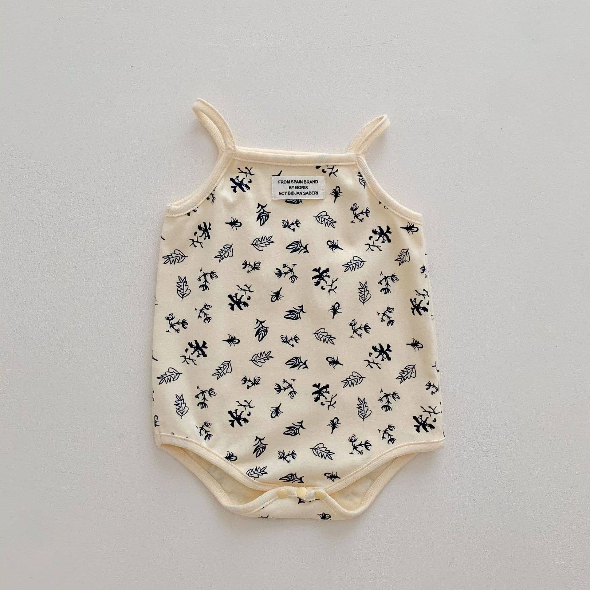 Cream Black Floral Onesie