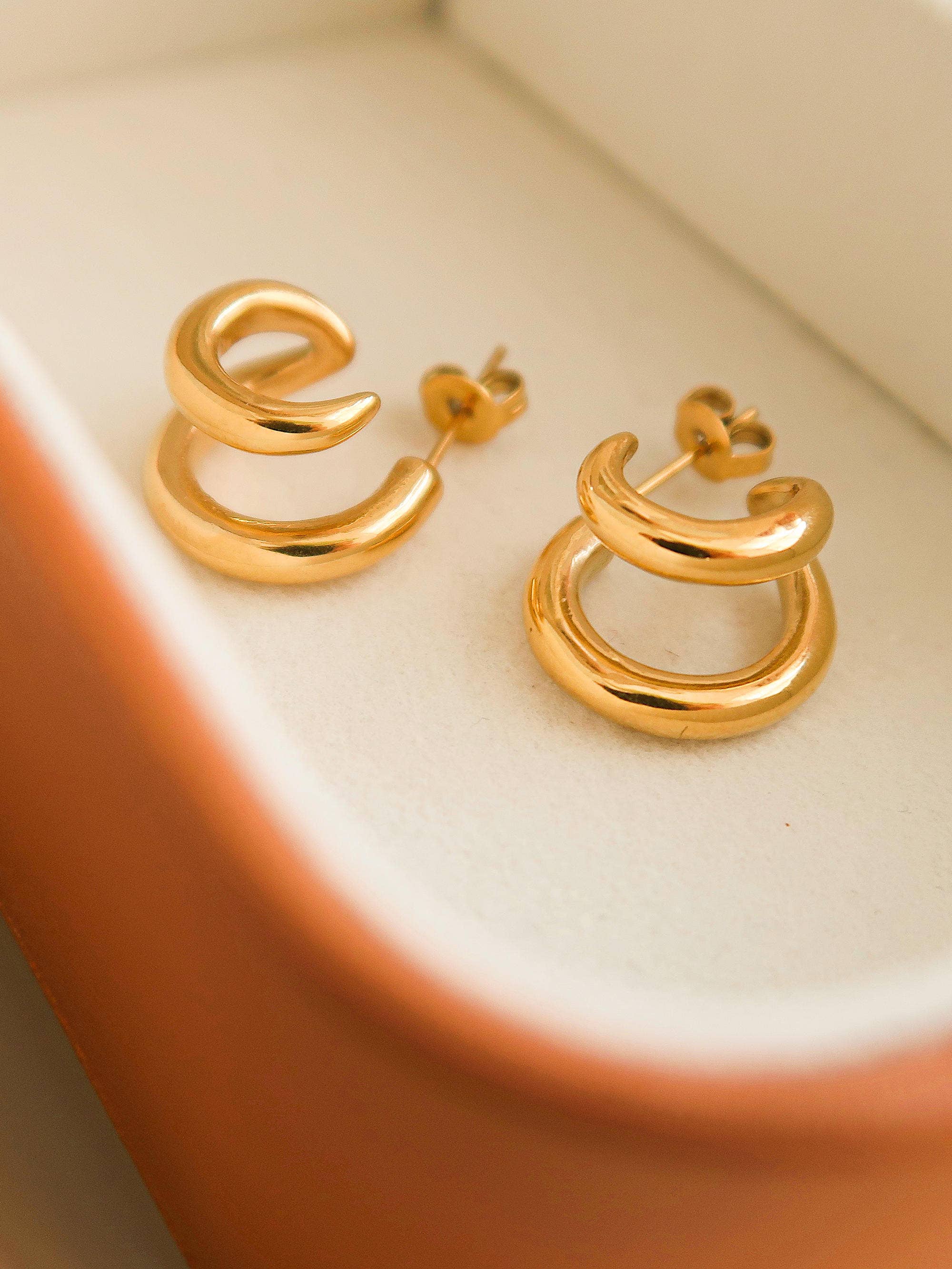 Non-Tarnish Double C Hoop Earring