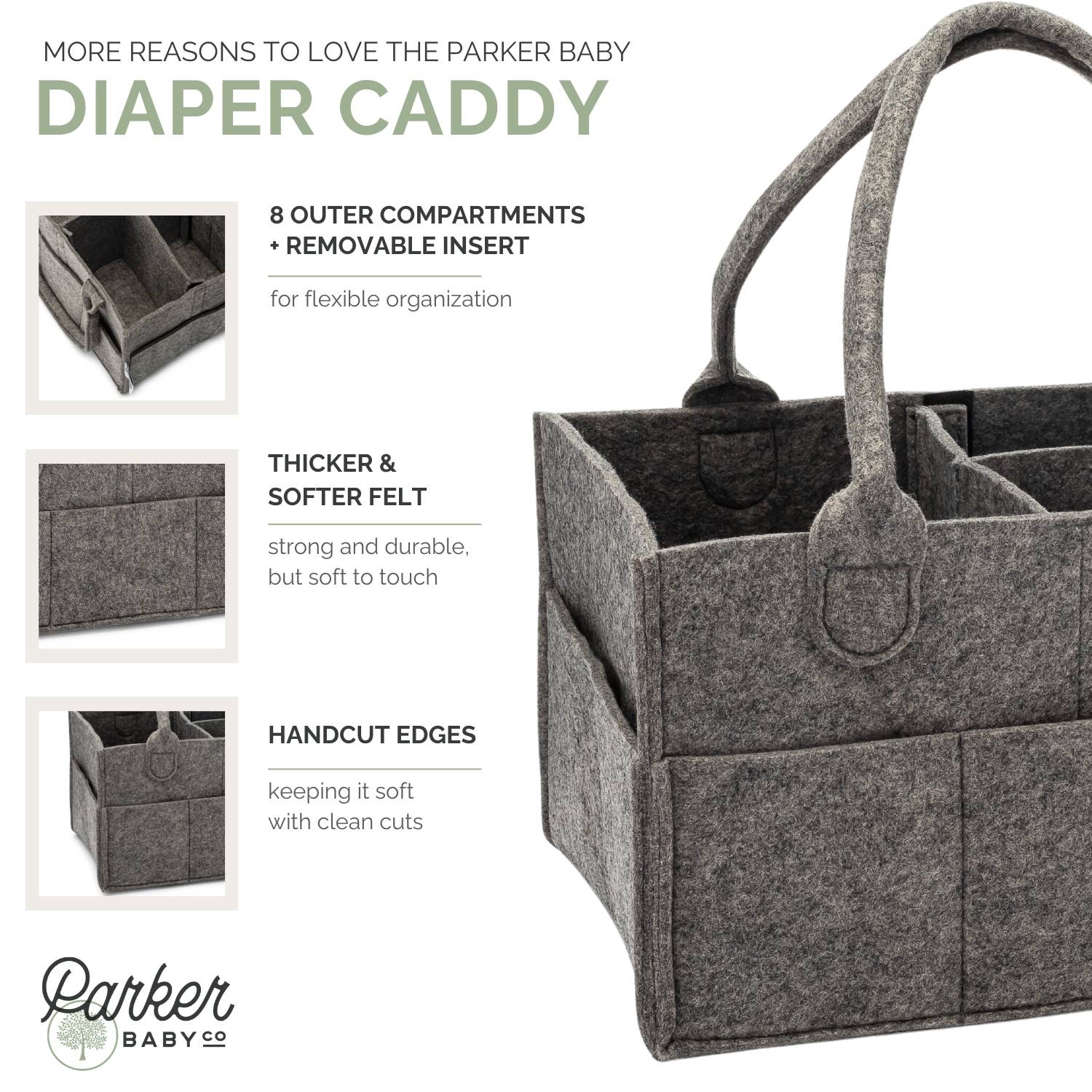 Parker Baby | 
Large Diaper Caddy in Peppercorn