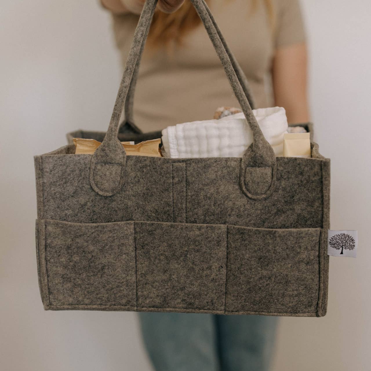 Parker Baby | 
Large Diaper Caddy in Peppercorn