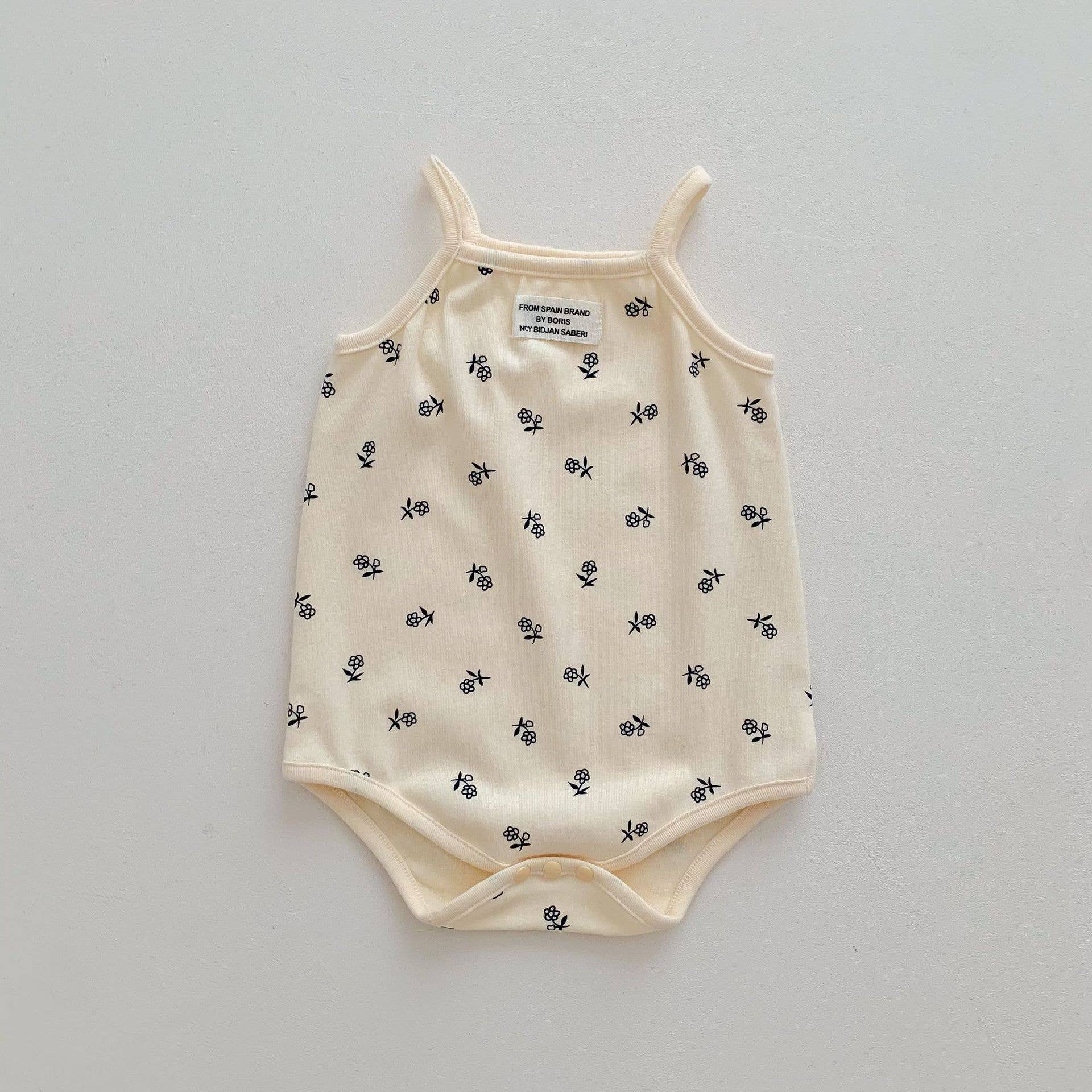 Cream Black Floral Onesie