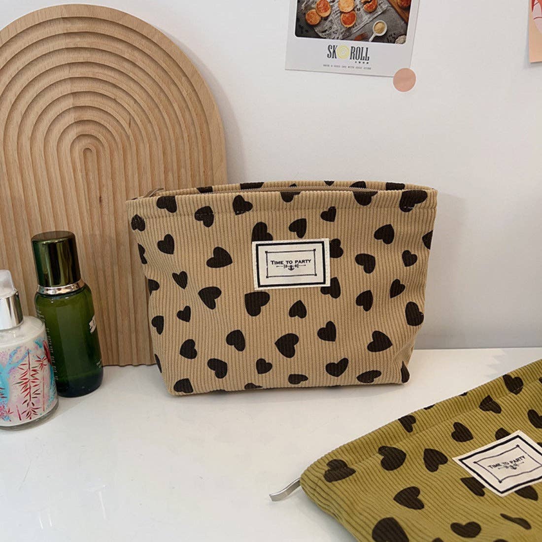 Heart Pattern Toiletry Bag | Vintage