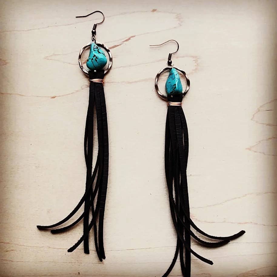 Earrings with Leather Tassel